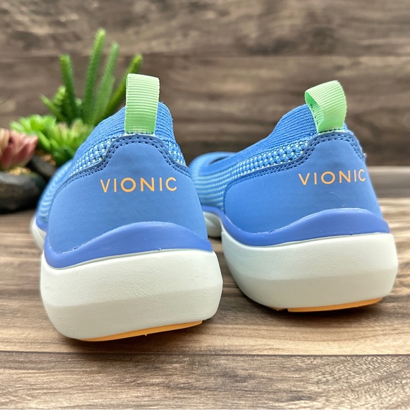 NIB Vionic Kallie Slip On Sneaker Flats Azure Knit Blue 8M - Picture 7 of 12